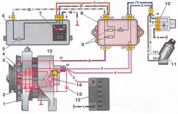 Схема подключения системы генератора